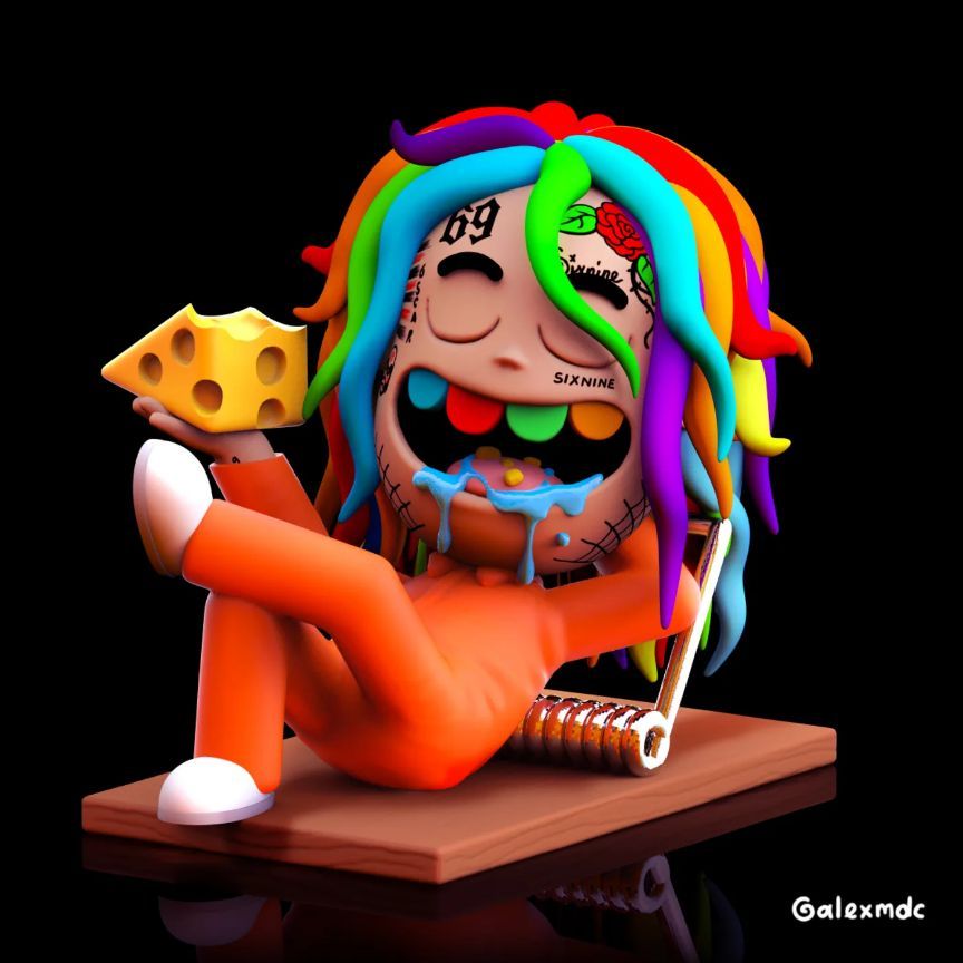 Ilustración de rata Tekashi 6ix9ine por @alexmdc