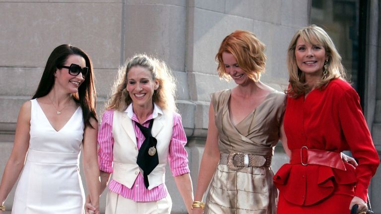 NEW YORK - 21. SEPTEMBRA: Igralke Kristin Davis, Sarah Jessica Parker, Cynthia Nixon in Kim Cattrall na snemanju