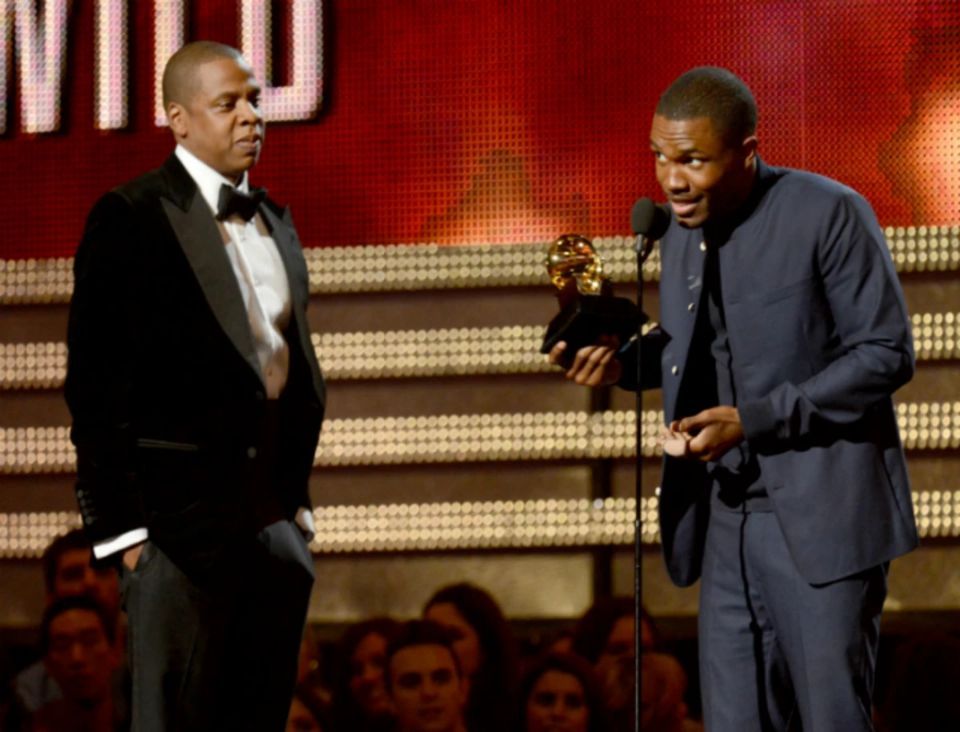 Jay Z y Frank Ocean en la 55a entrega de los premios Grammy