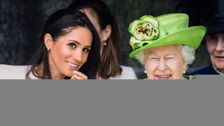 ŠIRINA, ENGLESKA - 14. JUNIJ: Meghan, vojvodinja Sussexka in kraljica Elizabeta II., 14. junija 2018 v Widnessu v Angliji odpirajo novi most Mersey Gateway. (Fotografija Samir Hussein/Samir Hussein/WireImage)