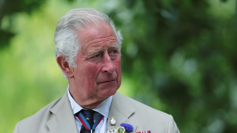Prinz Charles, Prinz von Wales, nimmt an der VJ Day National Remembrance-Veranstaltung im National Memorial Arboretum in Staffordshire teil