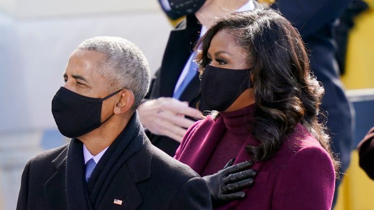 Barack a Michelle Obamovi pri inaugurácii Joea Bidena