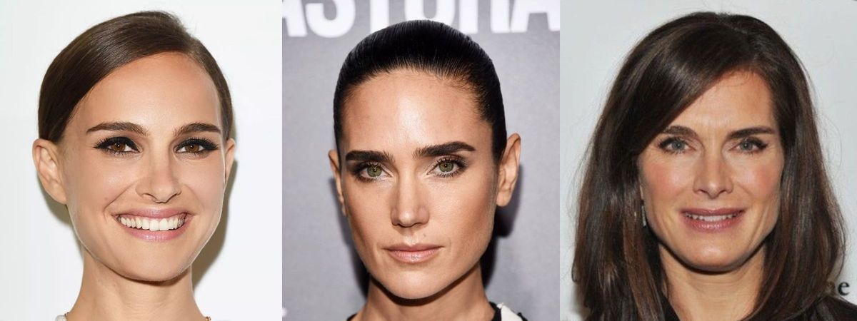 sobrancelha forma reta e completa natalie portman jennifer connelly brooke escudos
