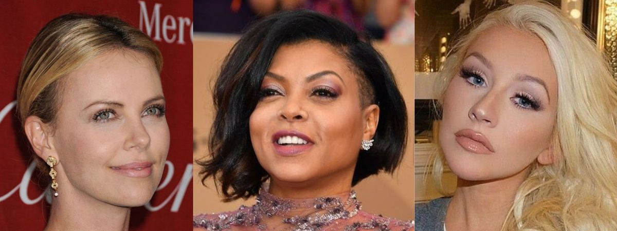 sobrancelha formas arco alto charlize theron taraji p henson christina aguilera