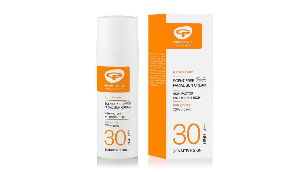Green People, creme solar facial sem perfume SPF30, produto natural para a pele