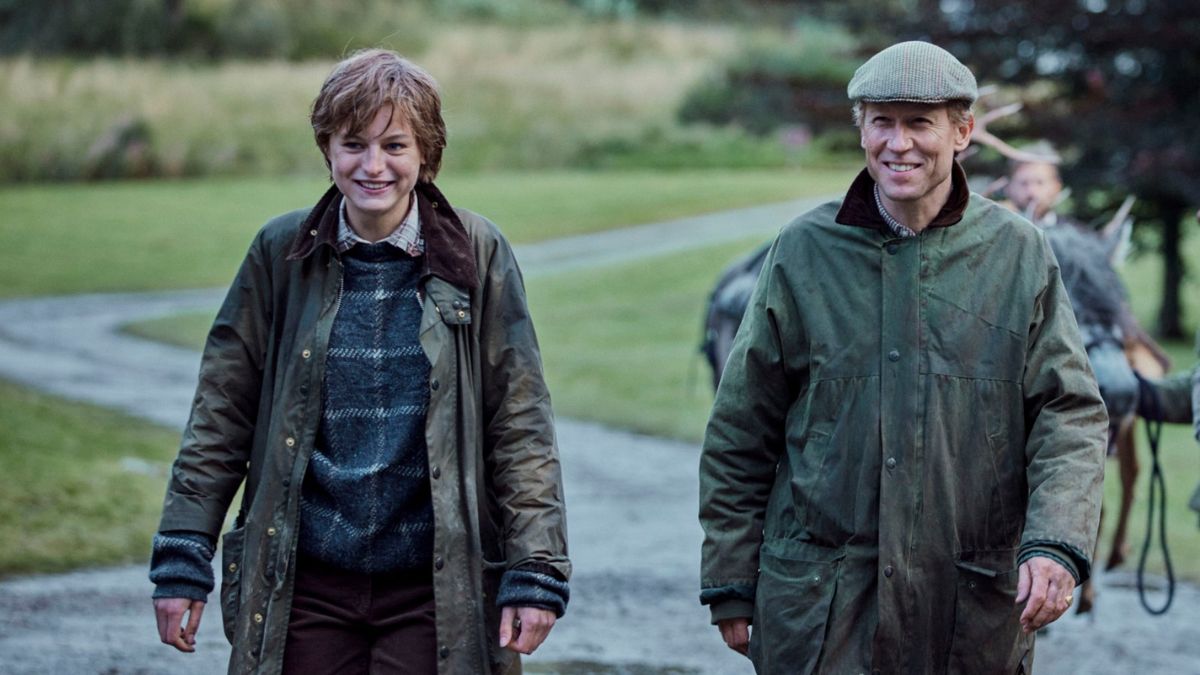 Diana usando Barbour no Netflix The Crown