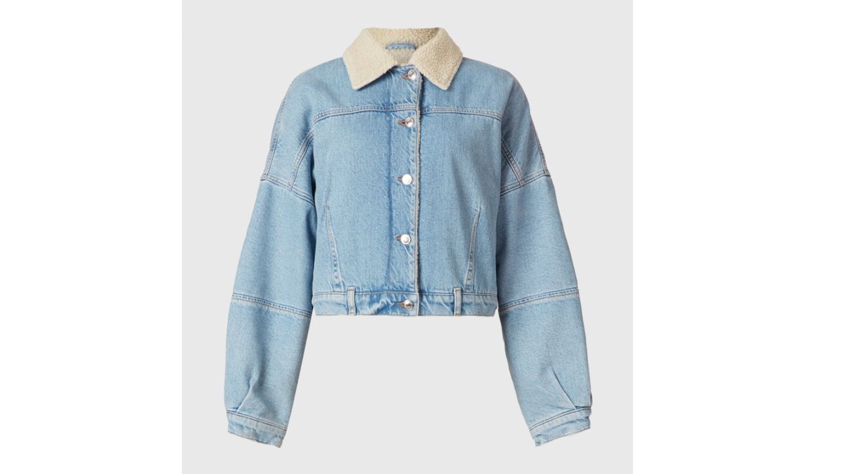 Beste Jeansjacken: All Saints Cropped Sherpa Lined Denim Jacket