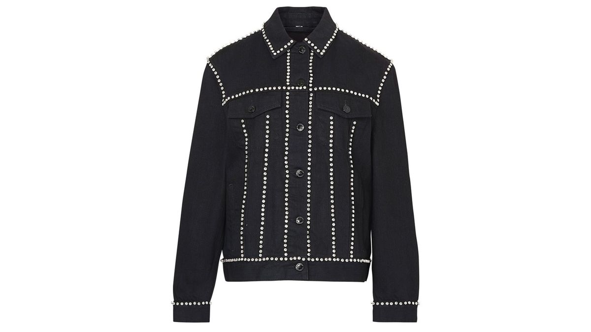 Schwarze Burberry Feelee Jeansjacke mit silbernen Nieten