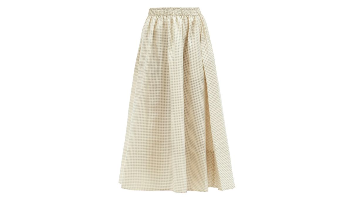 что надеть на первое свидание, MATCHESFASHION Toogood Bellringer Gingham Cotton-Blend Gauze Midi Skirt