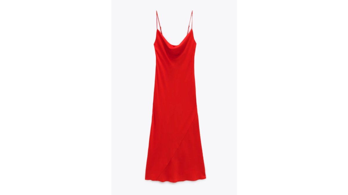 Атласное платье с бретельками Zara