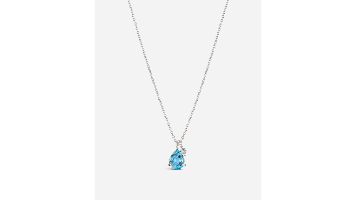 Colar de pingente Dinny Hall Silver Gem Drop Topázio Azul e Safira Branca