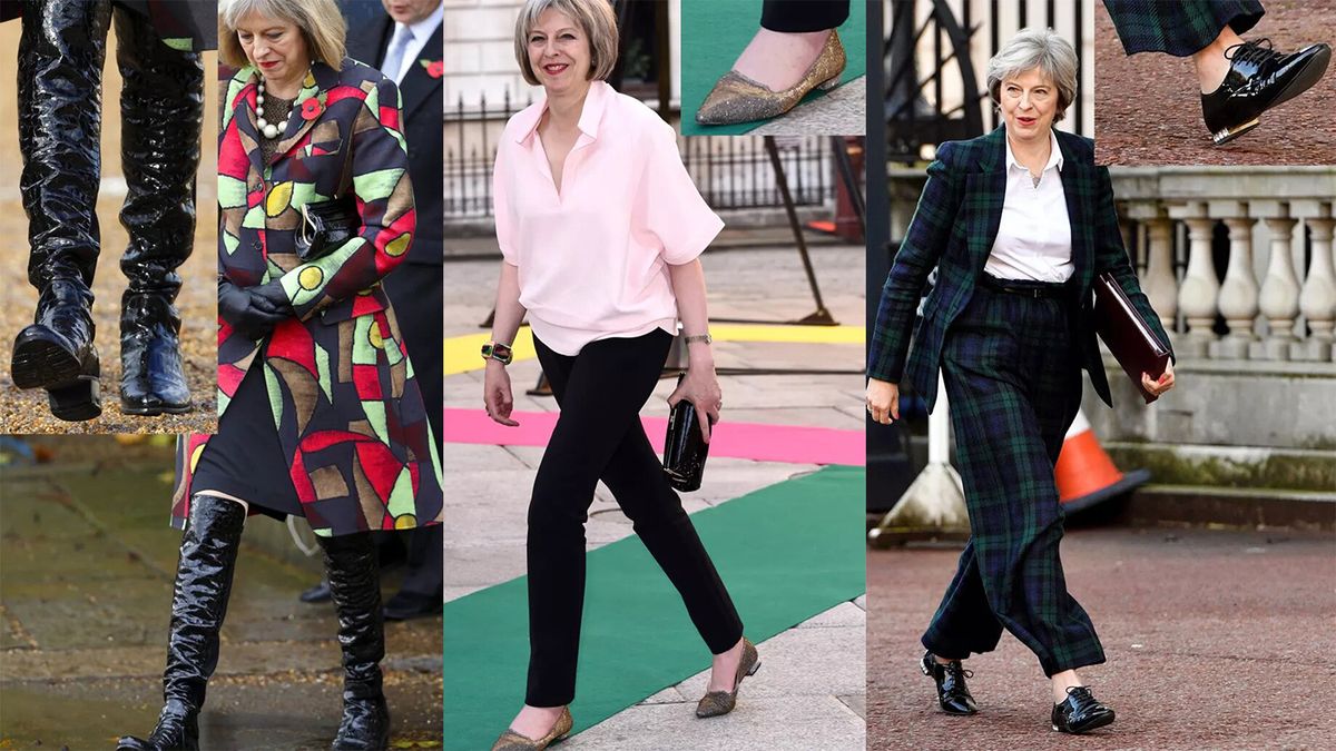 Un collage de Theresa May durante las salidas que muestran primeros planos de Theresa May