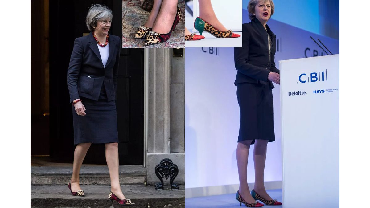 Un collage de Theresa May durante las salidas que muestran primeros planos de Theresa May