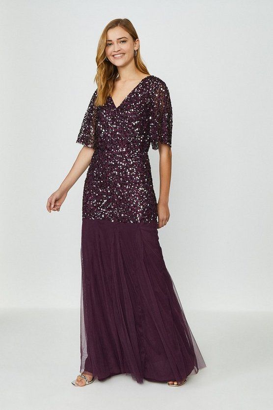 Pailletten-Maxikleid mit Engelsärmeln, £ 179, Coast