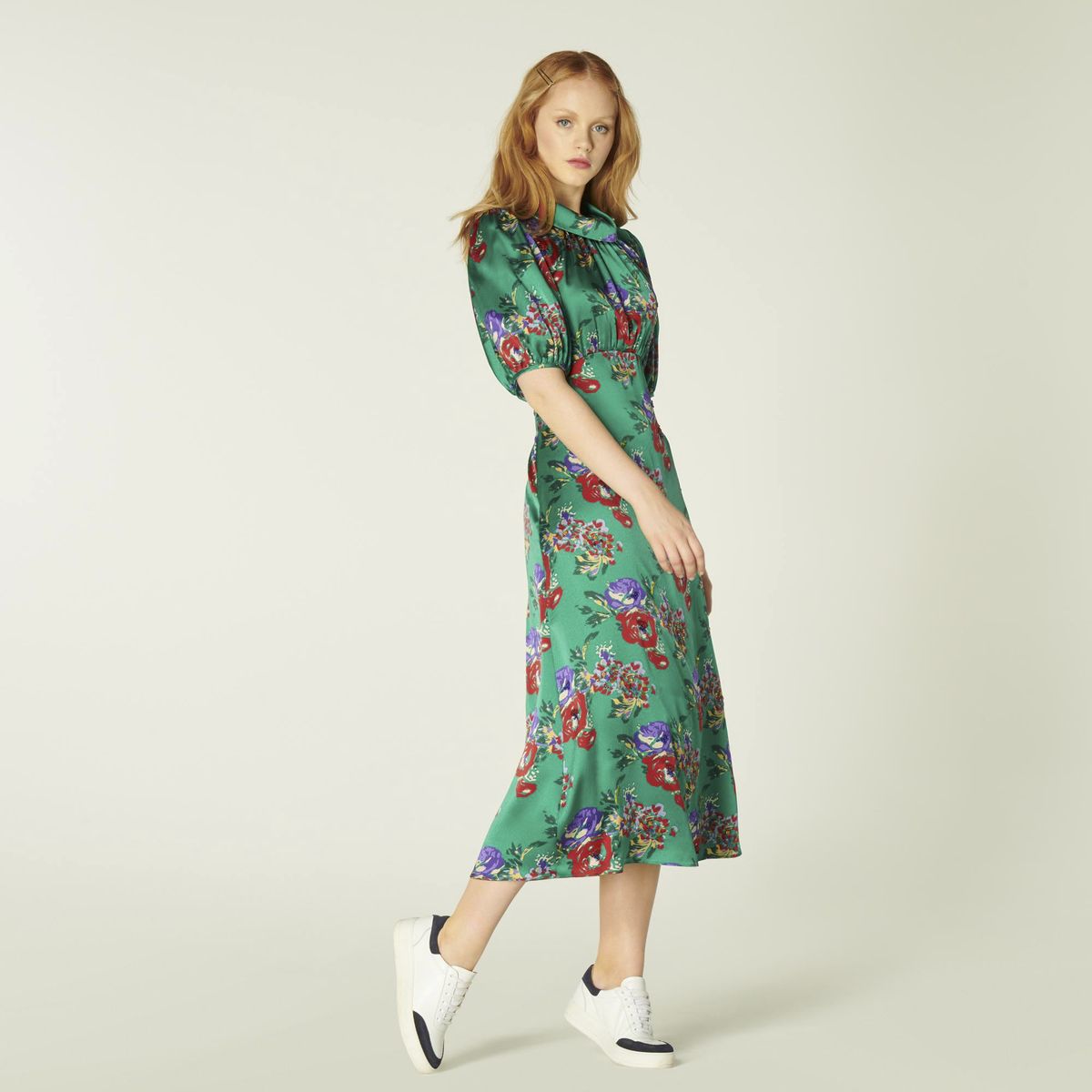 Vita Green Floral Print Silk Midi Dress, 495 £, LK Bennett