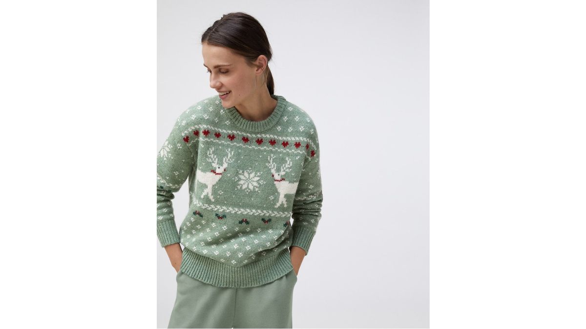 Jumper Oysho Mint Green Reindeer