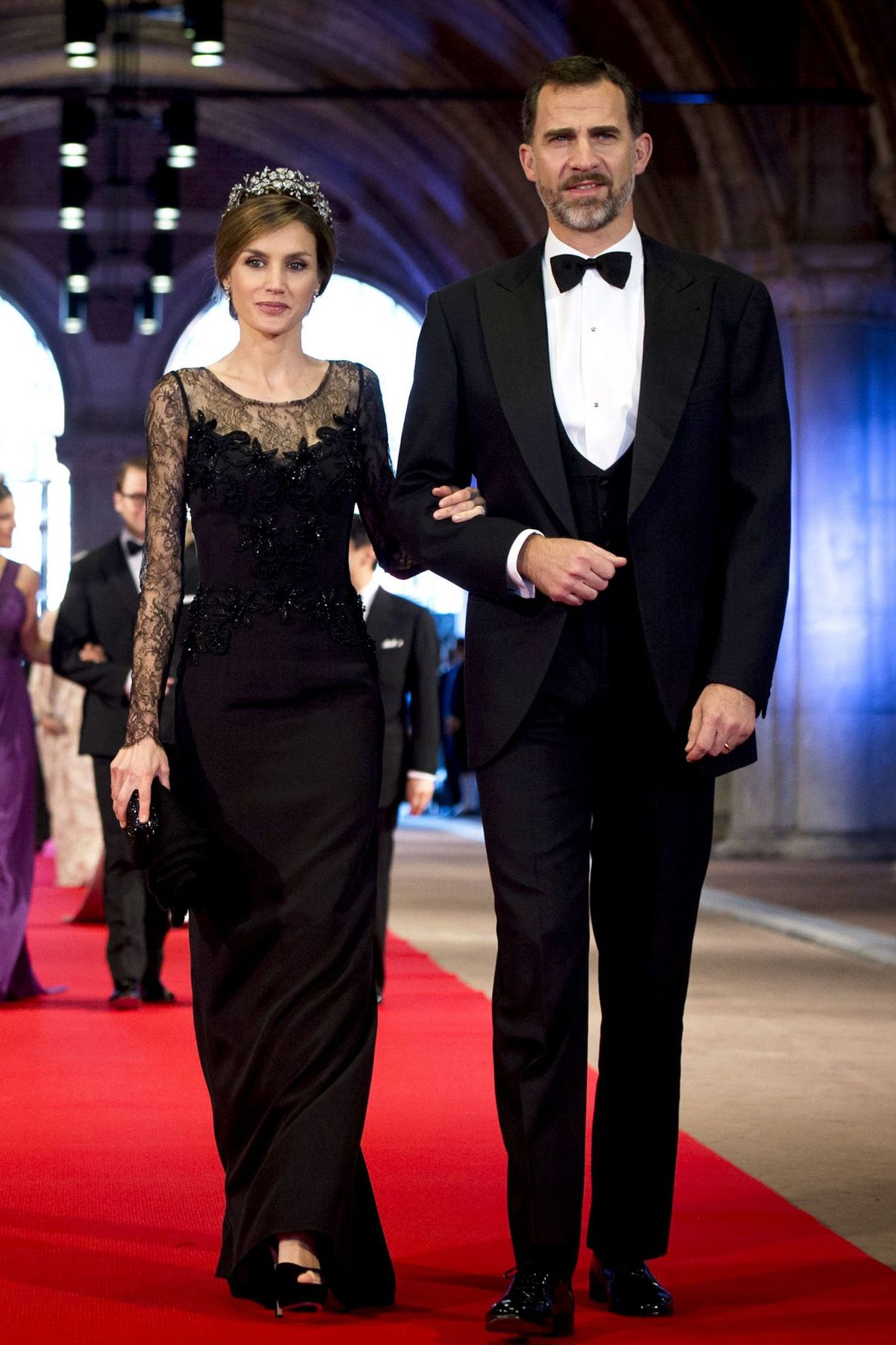 Princesa Letizia e Príncipe herdeiro Felipe em um jantar real holandês no Rijksmuseum, Amsterdã, Holanda