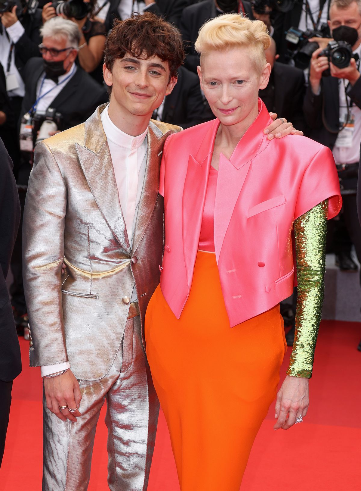 CANNES, Francúzsko - 12. júla: Timothée Chalamet a Tilda Swinton sa zúčastňujú na