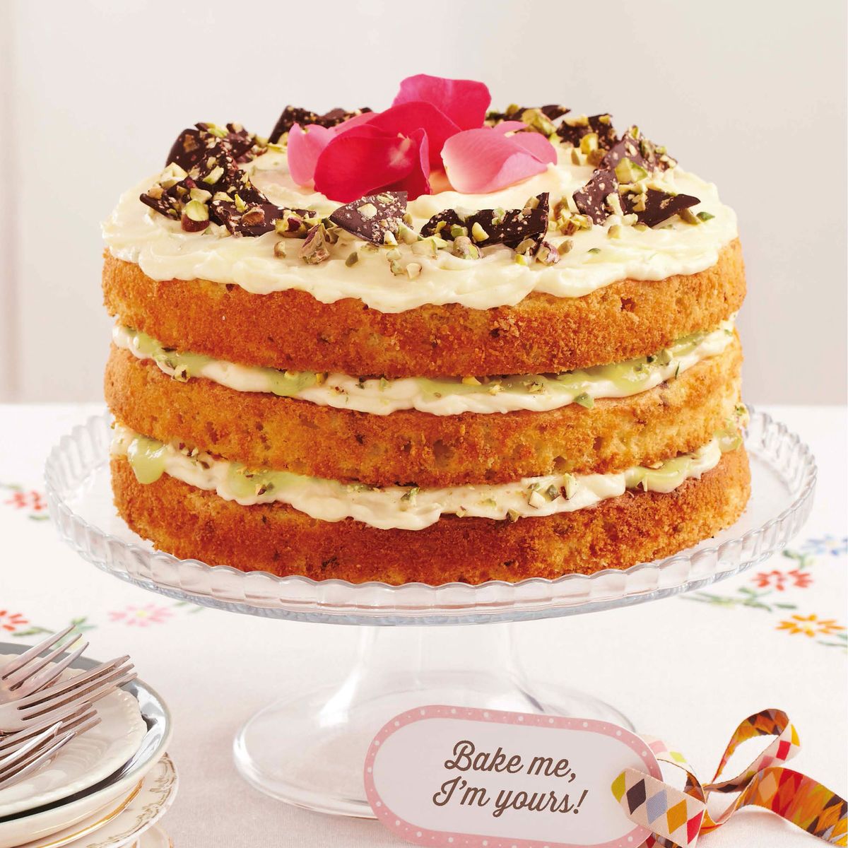 Pastel de pistacho y lima