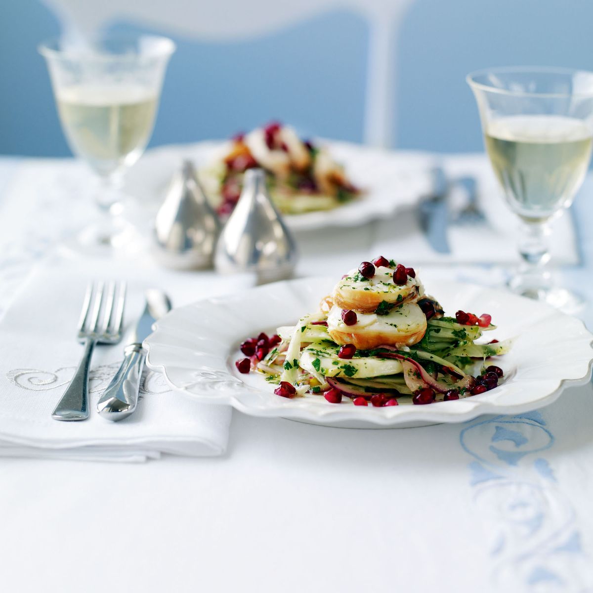 Ensalada de hinojo y langosta con granada