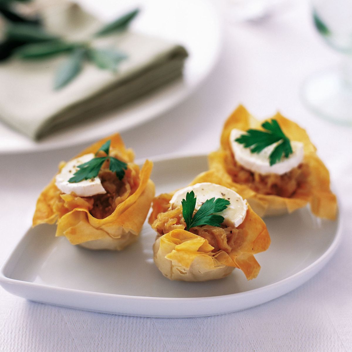 Tartas Filo con Cebolla Caramelizada y Cabra