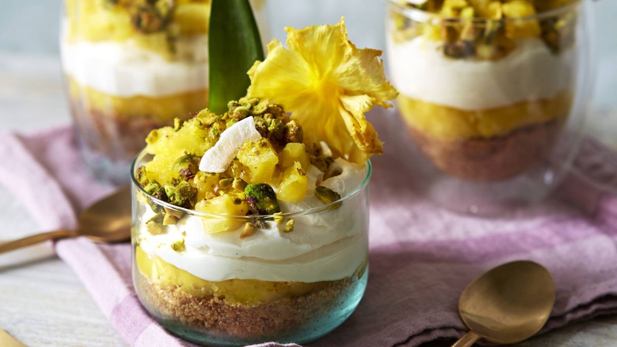 Panelas de cheesecake tropical