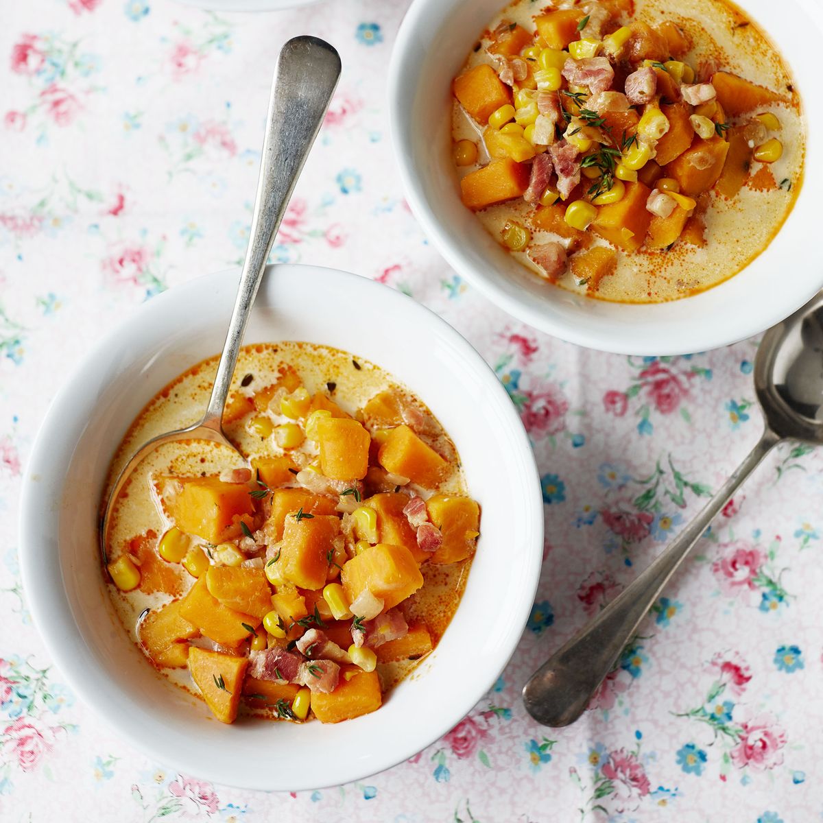 Sopa de Milho Doce, Bacon e Batata Doce