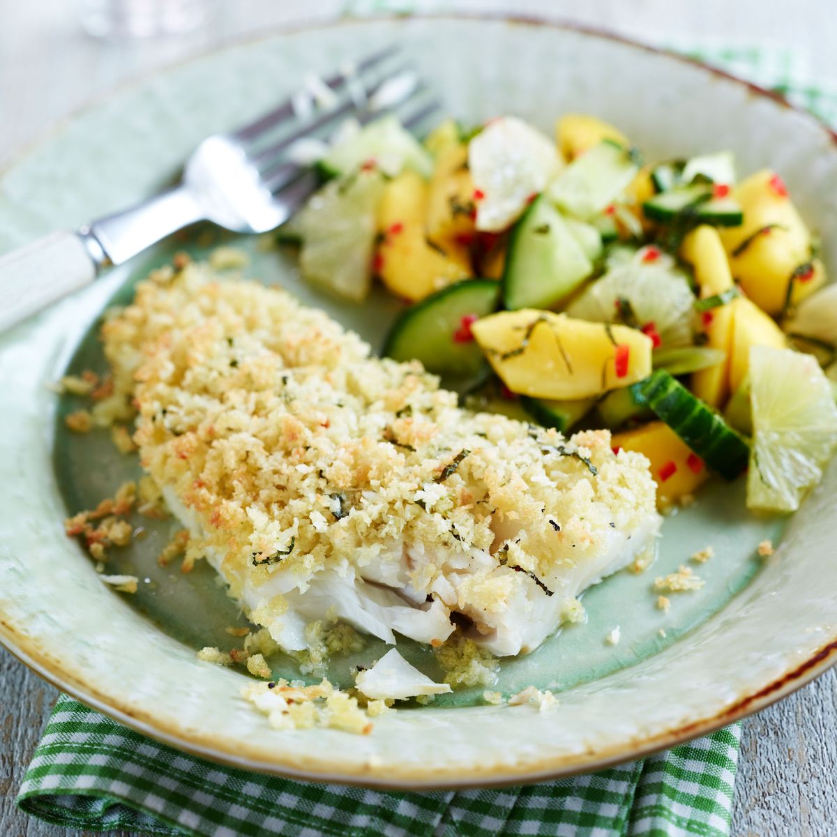 Salada de Coco, Peixe e Manga