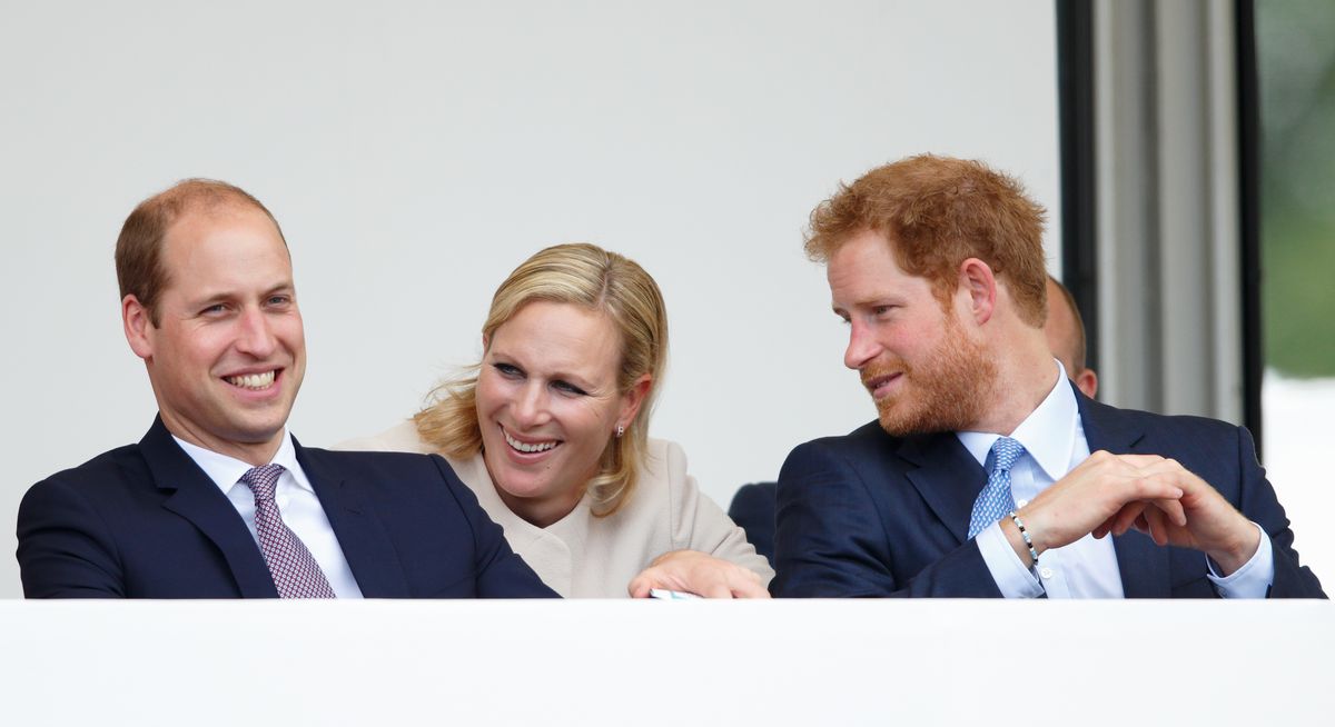 Zara Tindall con el príncipe Harry y el príncipe William