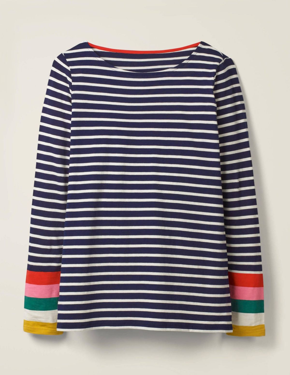 Boden Rainbow top a righe con polsino