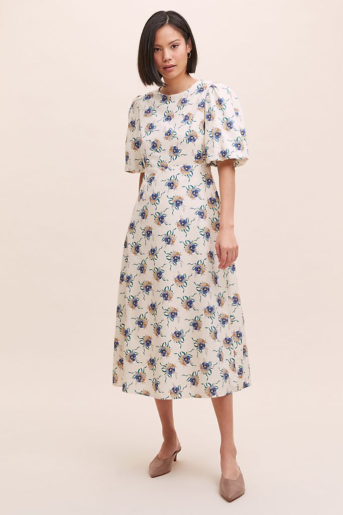 Annette Popeline Midikleid mit Print: früher 140 €, jetzt 38,50 € | Anthropologie