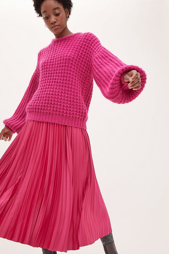 Katie Plissee-Maxirock: vorher 98 €, jetzt 34,30 € | Anthropologie